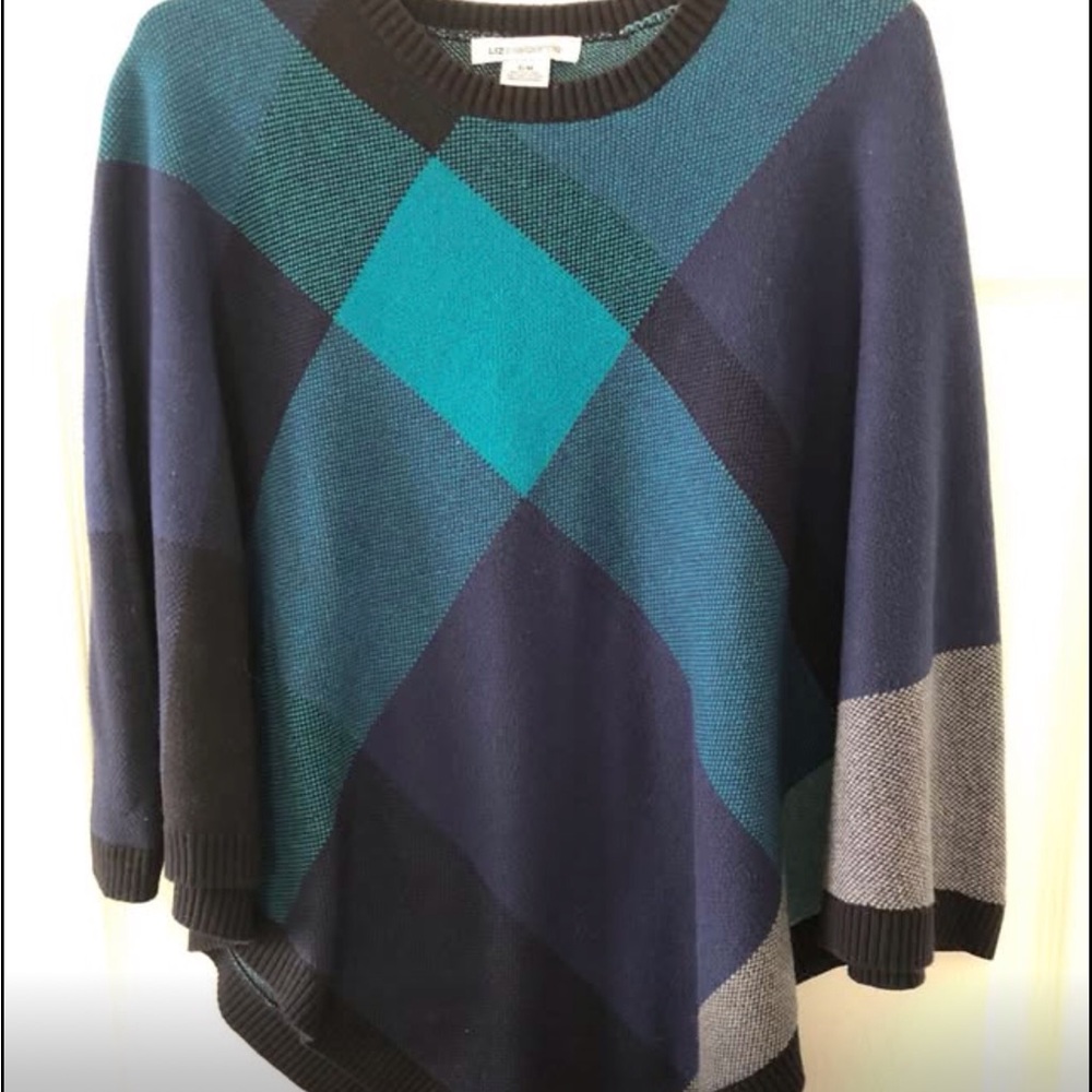 Liz Claiborne Geometric Colorblock Poncho Shawl Women’s Size Small